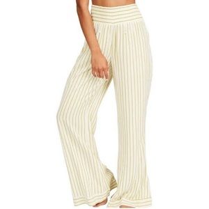 Billabong Daybreak Wide Leg Pants Small Salt Crystal Stripe Crinkly Cotton Gauze